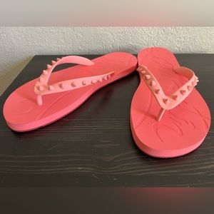 Coral/pink Christian Louboutin studded sandal